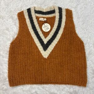 VRG Girl Wool Blend Sweater Vest Tan